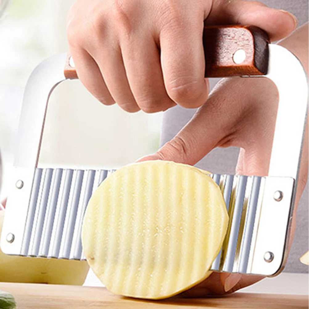 

2 pcs Potato Stainless Steel Ergonomic H Kitchen Tools Plastic Utensils Vegetable Slicers Practical Choppers Wave