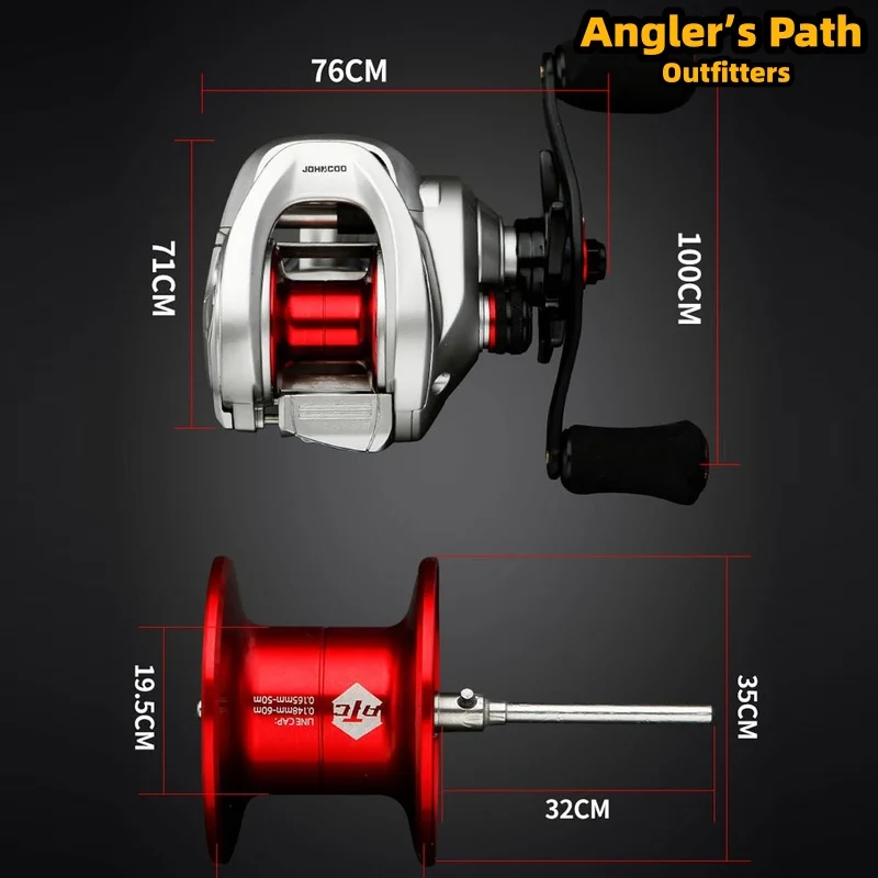 Johncoo New Baitcasting Reel Large Capacity Metal Spool Long Casting Saltwater Boat Fishing 6kg Braking Force Ceramic Line Guide
