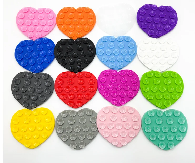 

Heart-shape Sucker Support Silicone Sucker Strong Adsorption Mobile Phone Fixed Pad Hand-Free Washable Suction Cup Bracket