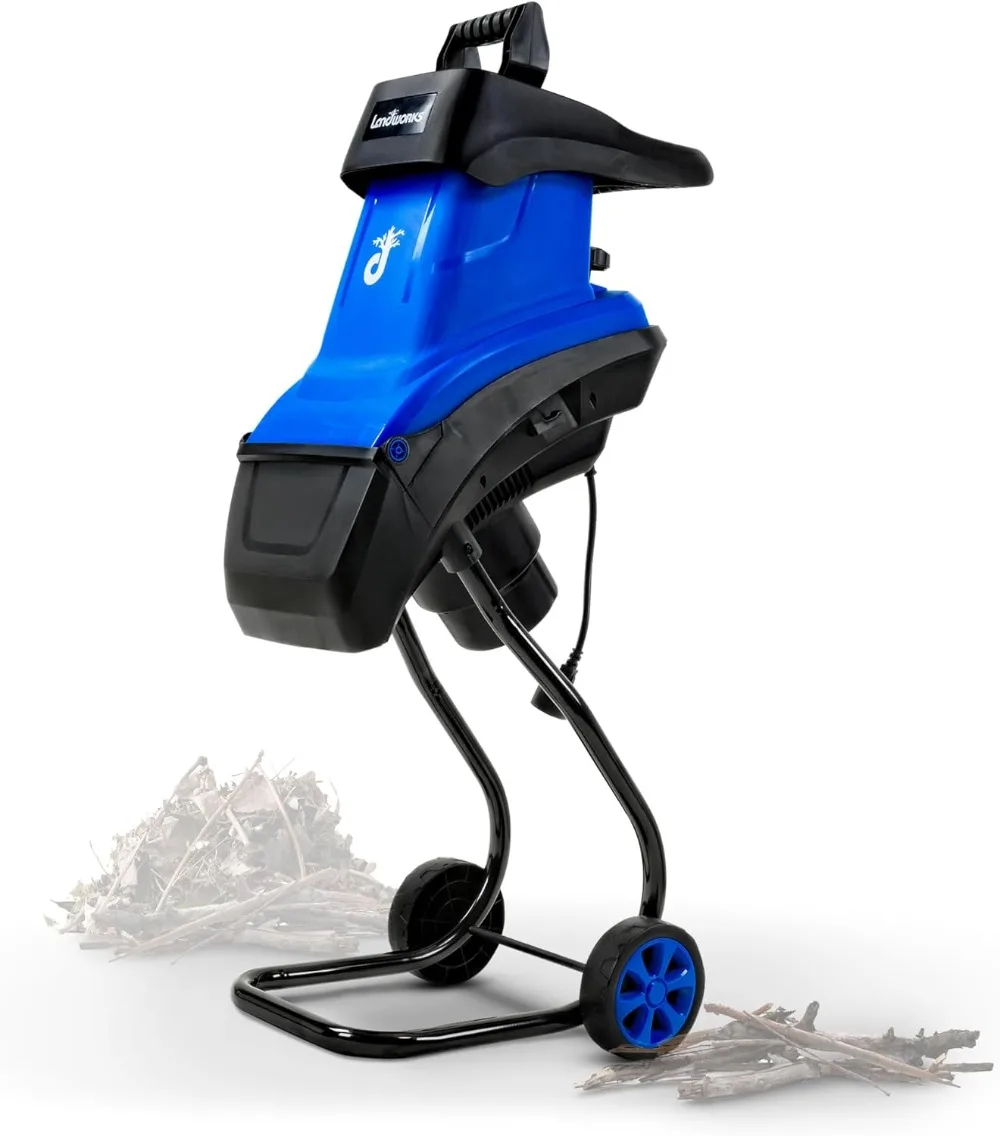 

Wood Chipper Shredder Electric Light Duty 17:1 Reduction 15-Amp 1800 Watts 120VAC Dual Edge Blades for Lawn