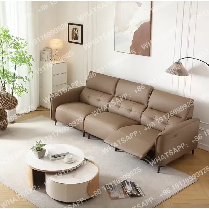 Adjustable Modern Chesterfield Ecological Leather Sectional Sofa Set Sponge Filled Living Room Stainless Steel Frame