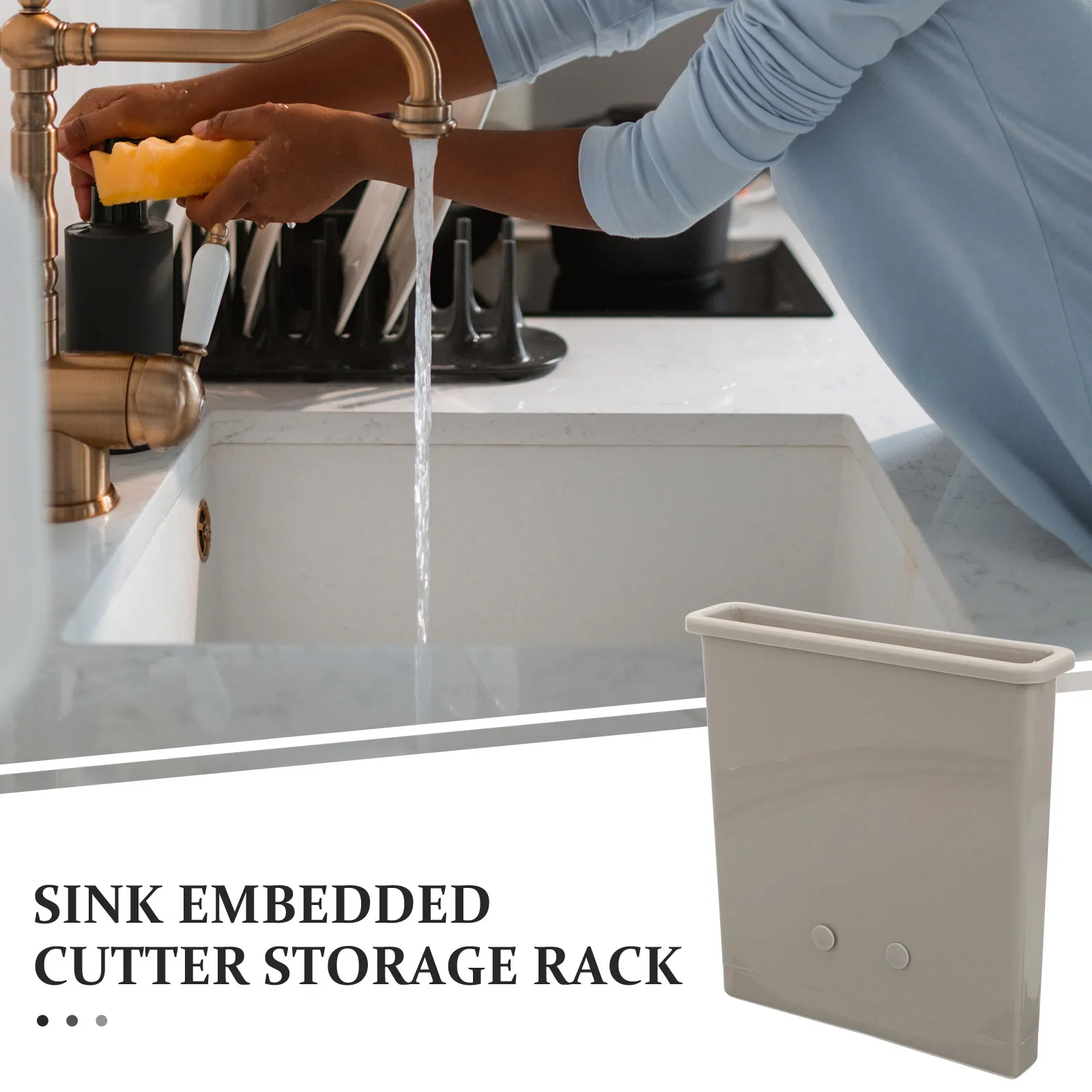 

Kitchen Knives Storage Rack Embedded in Sink Fine Texture Cutter Holder Reusable Sturdy Convenient Organization Tool