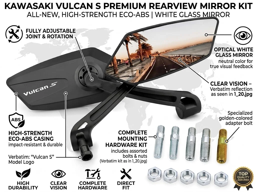Hochfeste ABS-Motorrad-Rückspiegel, verstellbar, mit Logo, für Kawasaki Vulcan S650 2019 2020 2022 VulcanS 650