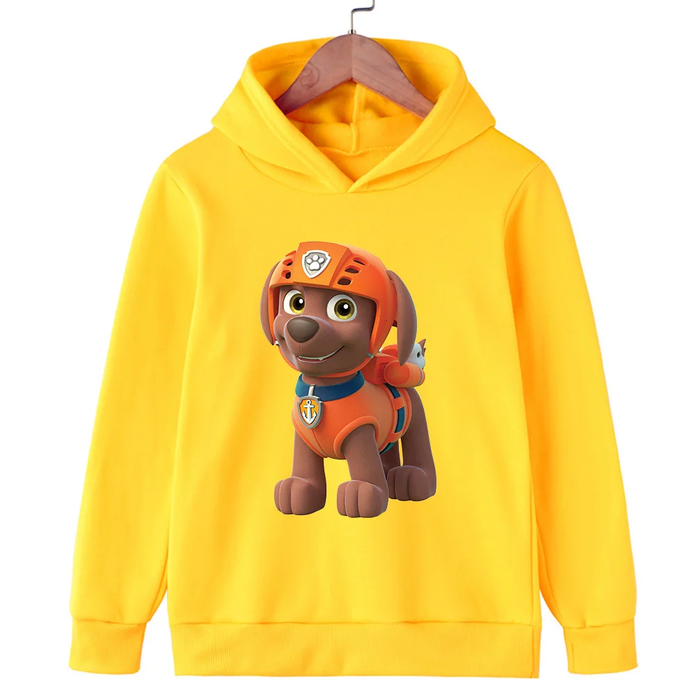 Hoodie four seasons boys home clothing Woof team orange helmet dog print loose long-sleeved hoodie can be worn outside the trend