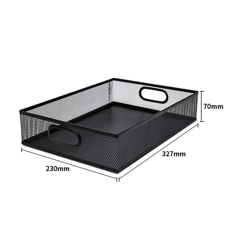 

1Pcs Metal File Basket Smooth Polished Storage Box for Books Stationery Small Items Black Office File Box Storage Tray