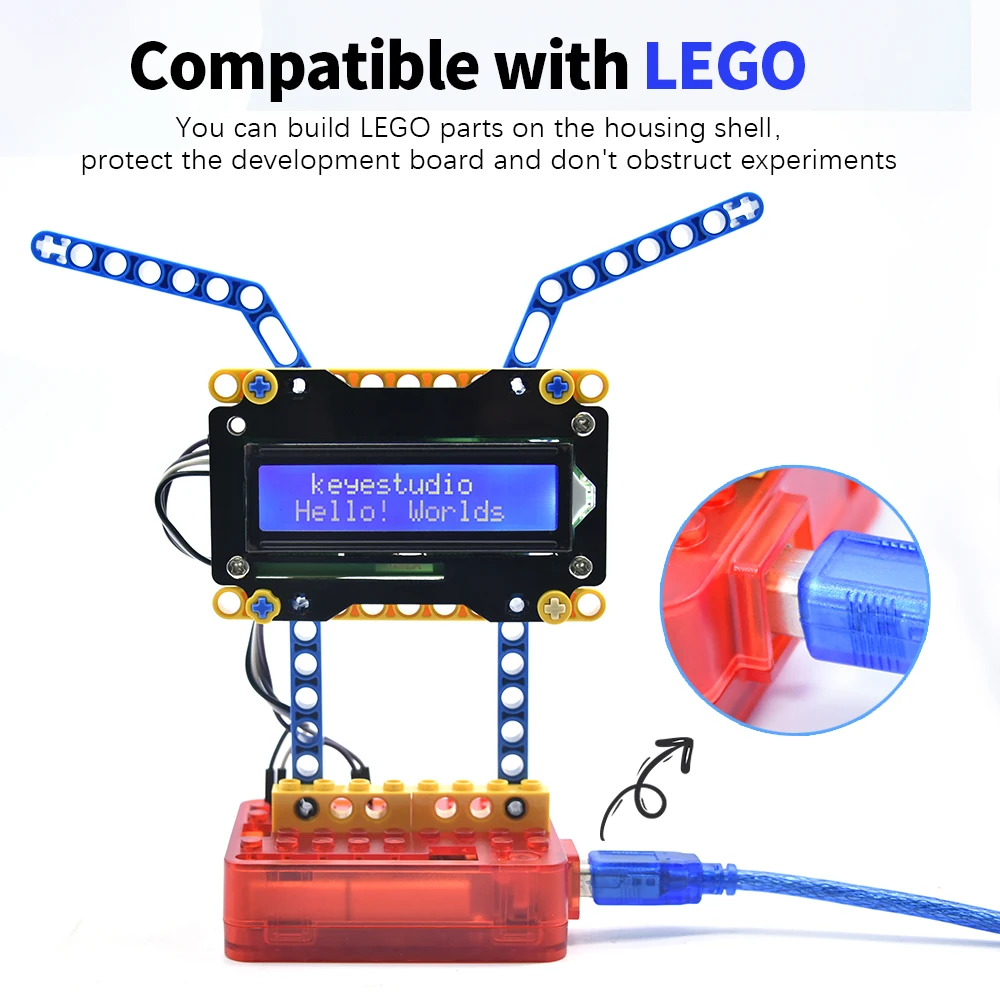 Keyestudio ABS Shell High Heat Dissipatione UNO-R3 Development Board Case For Arduino UNOR3  Compatible With Lego Building Block