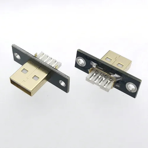 Imagen 2 del producto Conector USB 2,0 3,0 DIY, conector tipo A macho hembra de 4 pines, tipo de soldadura con orificios de fijación de tornillo para conexión de datos