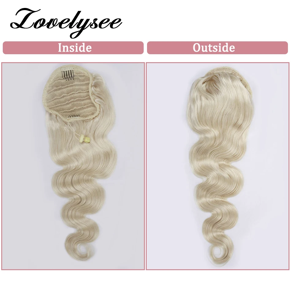 Extensions de cheveux humains Body Wave pour femmes, queue de cheval brésilienne, vrais cheveux humains Remy, Wstring de proximité rond, postiche pour femme