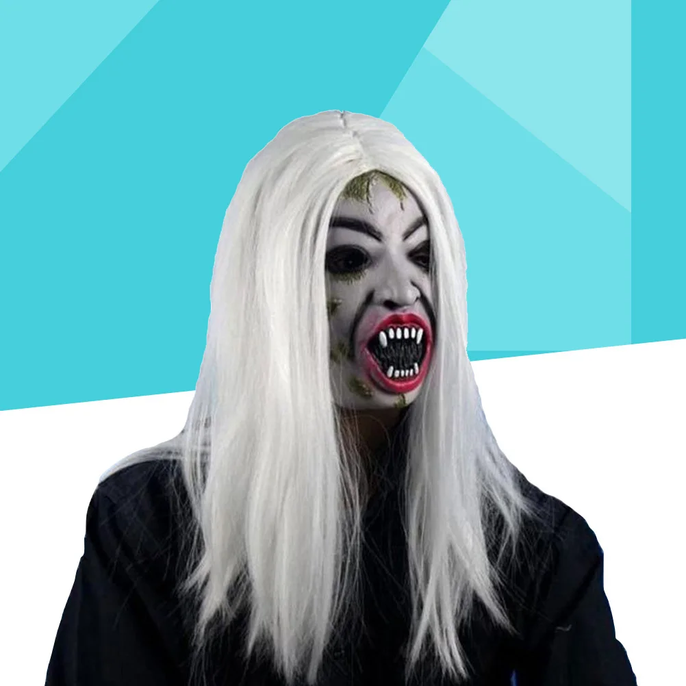 

Halloween Long White For Women Men Costume Party Cosplay Masquerade Ghost Hair Prank Witch