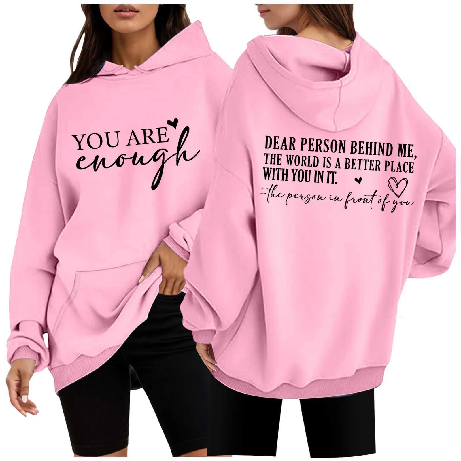 Autumn Y2k Hoodies Young Women Printed Letter Dear Person Behind Me Casual Hoodie Aesthetic Hoody Sweatshirt Tops Female