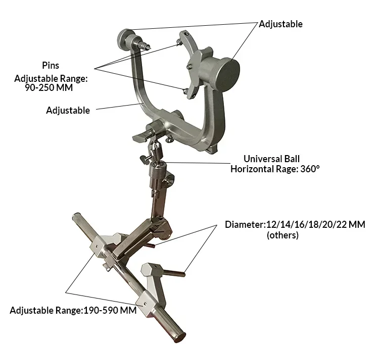 Neurosurgery Surgical Instruments Three-point Headrest Skull Clamp For Operating Table with cheapest price