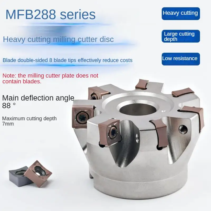 

88 degree MFB288 fast feed face milling cutter disc equipped with SNMU1206 milling blade, for rough and heavy cutting
