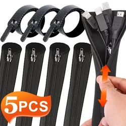 5-1Pcs Zipper Cable Sleeve Nylon Wire Cable Management Organizer Sleeve Wire Protector for PC Computer Cable Management Covers