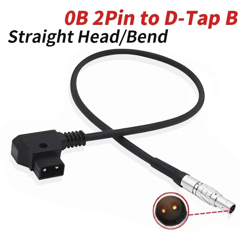 Remo 0B 2 Pin to D-TAP B Power Cable Compatible w Weigu Mammoth 2-core Teradek Wireless Image Transmission Straight /Elbow Head