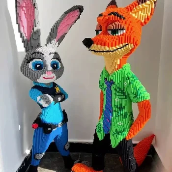Hot sale building blocks Kawaii Nick Zootopia children&#x27;s educational cartoon Judy three-dimensional assembled building blocks toys festival gift