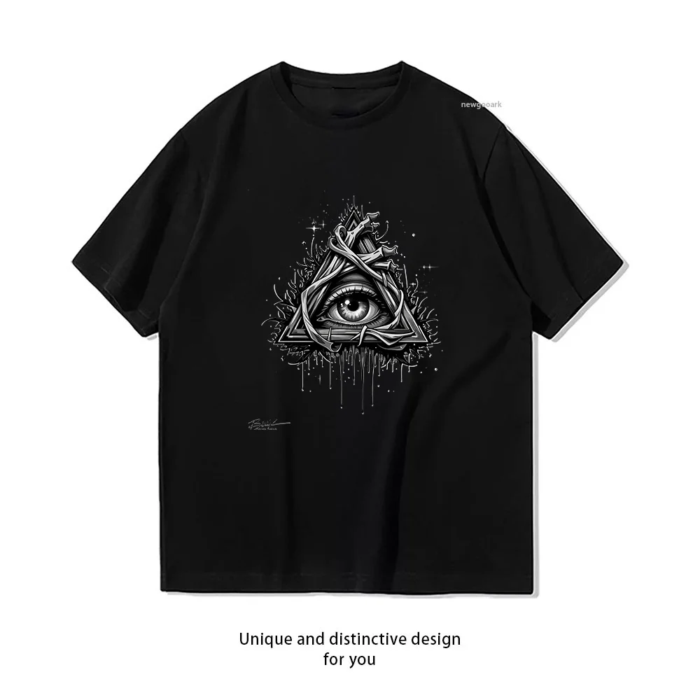 All Seeing Eye Tattoo Design T-Shirt Print  Casual Cotton Short Sleeve Tee for Men Women