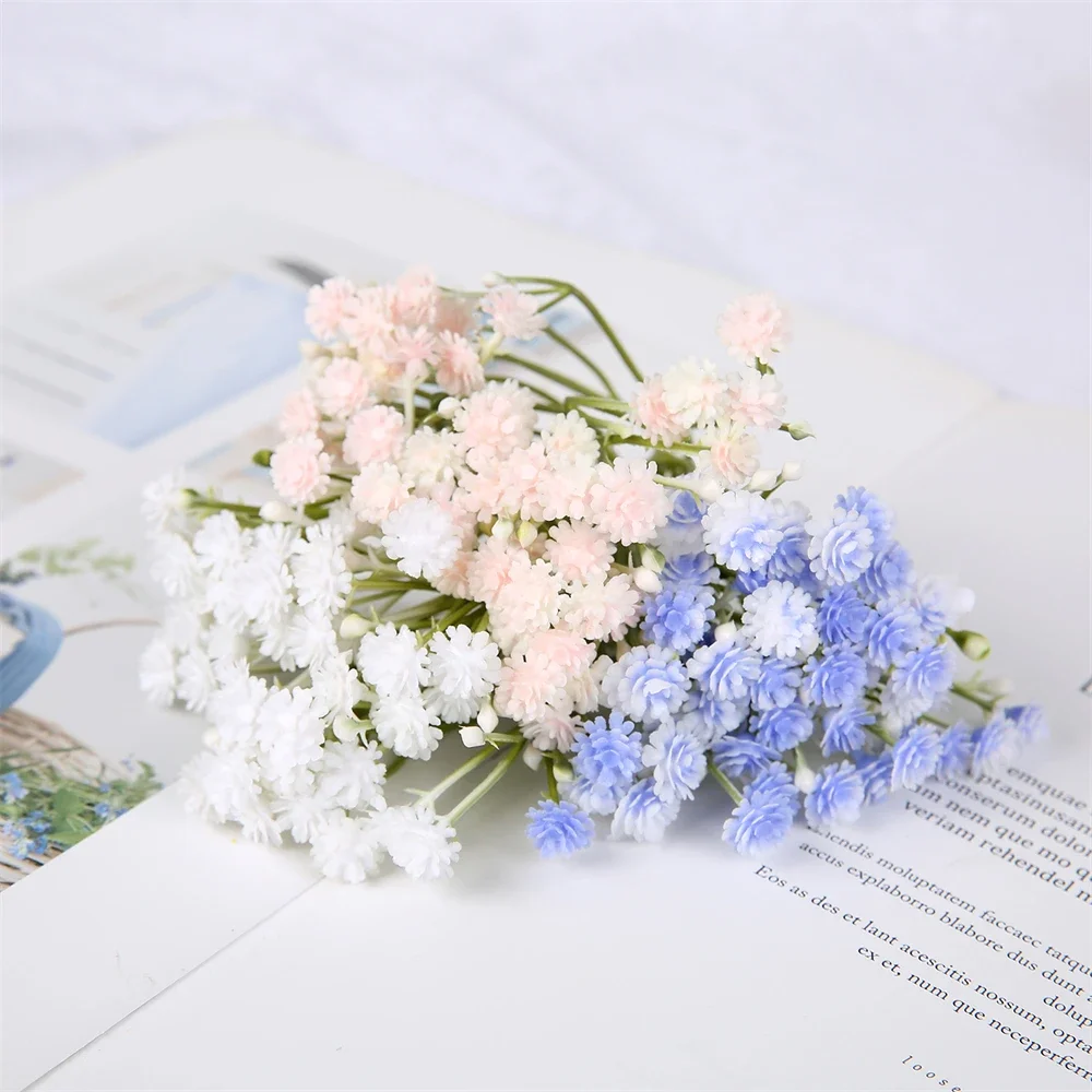 10PCS Plastic Artificial Baby's Breath Clusters Flowers Head Gypsophila Flowers DIY Wedding Bride Flower Crown Hair Accessories