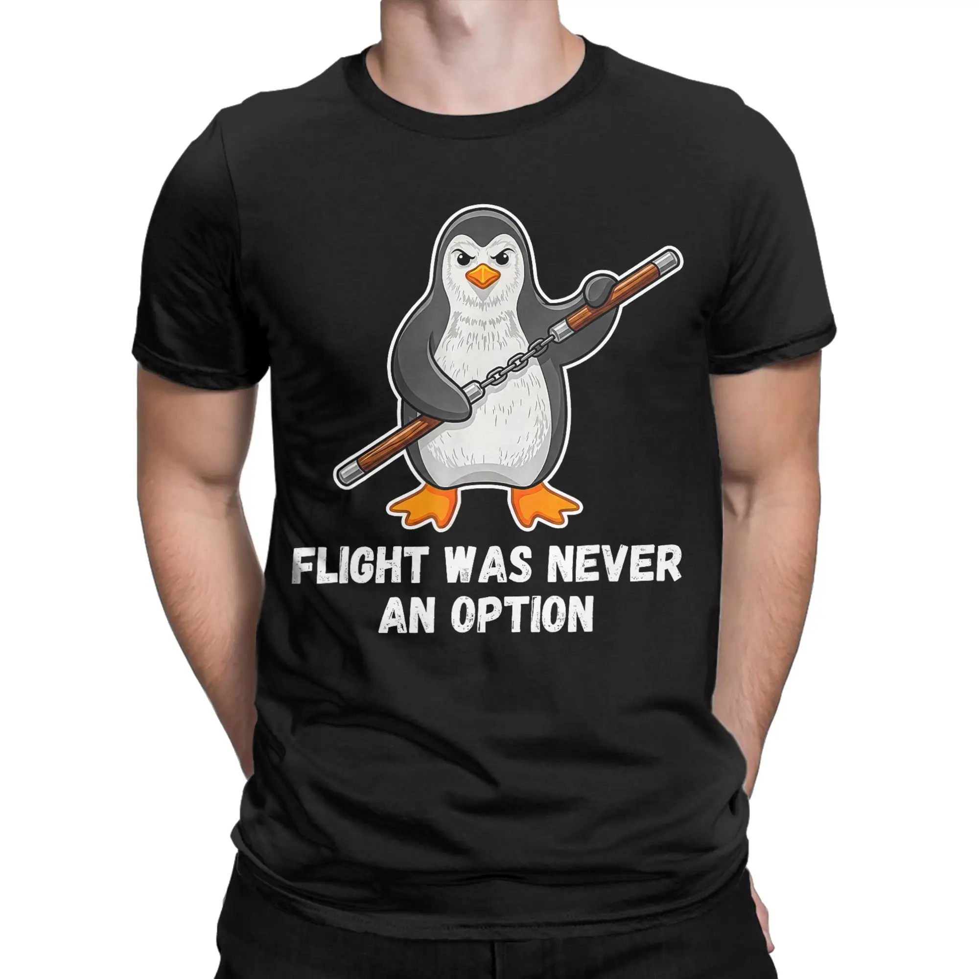 Flight was Never an Option Funny Penguin T Shirt Couple Vintage T-Shirts Beach Crewneck Hippie Tee Shirt Plus Size Clothing