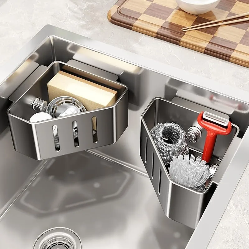 Sponge Holder for Kitchen Sink Sink Caddy Organizer with Suction Cups Rustproof Kitchen Storage Rack for Sponge Soap Brush