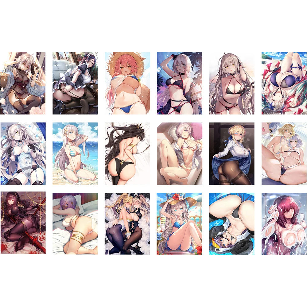 

18Pcs/set FGO Sexy Flash Cards Joan of Arc ACG Kawaii Swimsuit Series Fate/Grand Order Game Anime Collection Card Gifts Toys