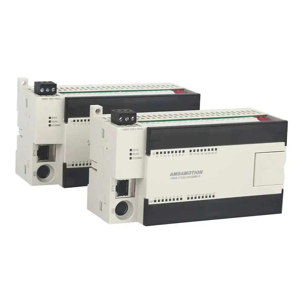 AMSAMOTION FX3U PLC Controller Compatible With Mitsubishi Ethernet Programming Digital Analog Input Output EM3A Expansion Module