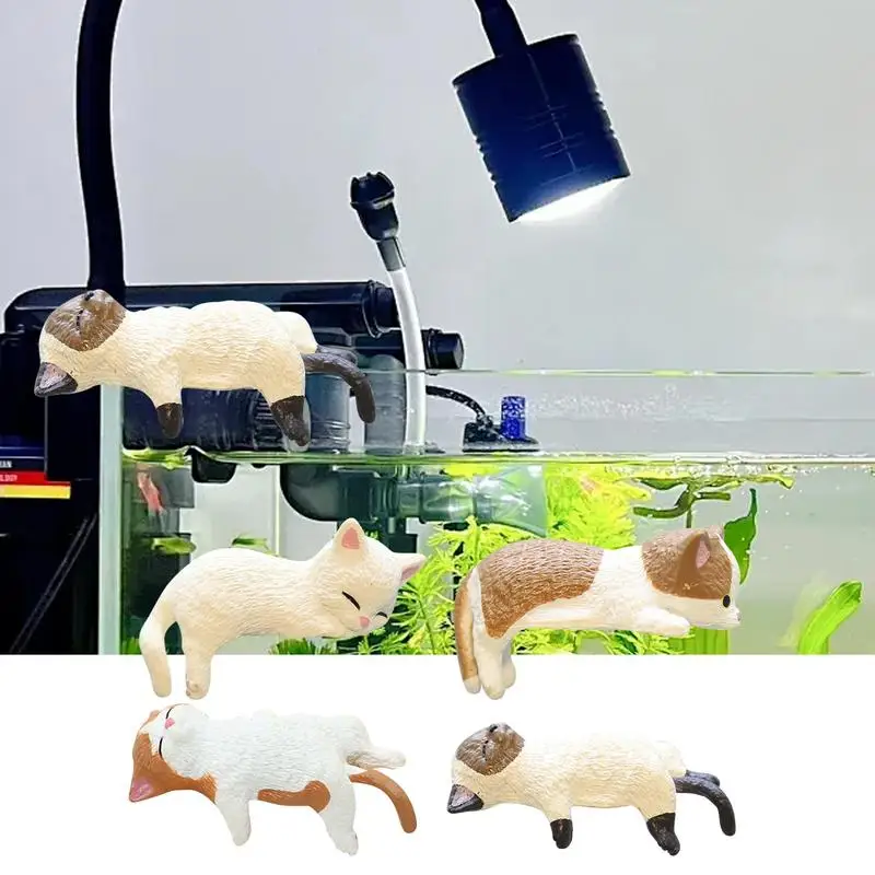 Mini Rand Katze Figuren Ornamente Aquarium Fisch Landschaftsbau Cartoon Statue Mini Harz Figur Niedlichen Tier Ornament Tisch Dekor
