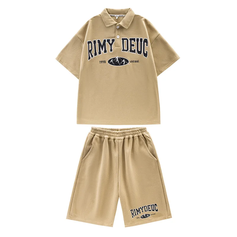 Boys Girls Hip Hop Suit Kids Short Sleeve T-shirt + Shorts 2pcs Sets Teen Child Loose Sportswear Summer Clothes 6 8 10 12 14 16Y