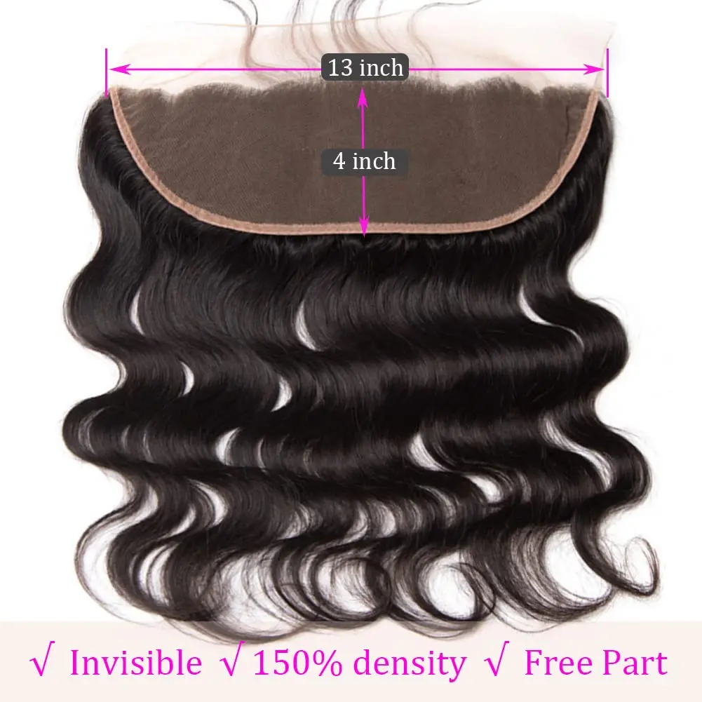 Brazilian Hair Weave Bundles With Frontal 13x4 Transparent Lace Frontal Human Hair Body Wave Lace Frontal With Bundles