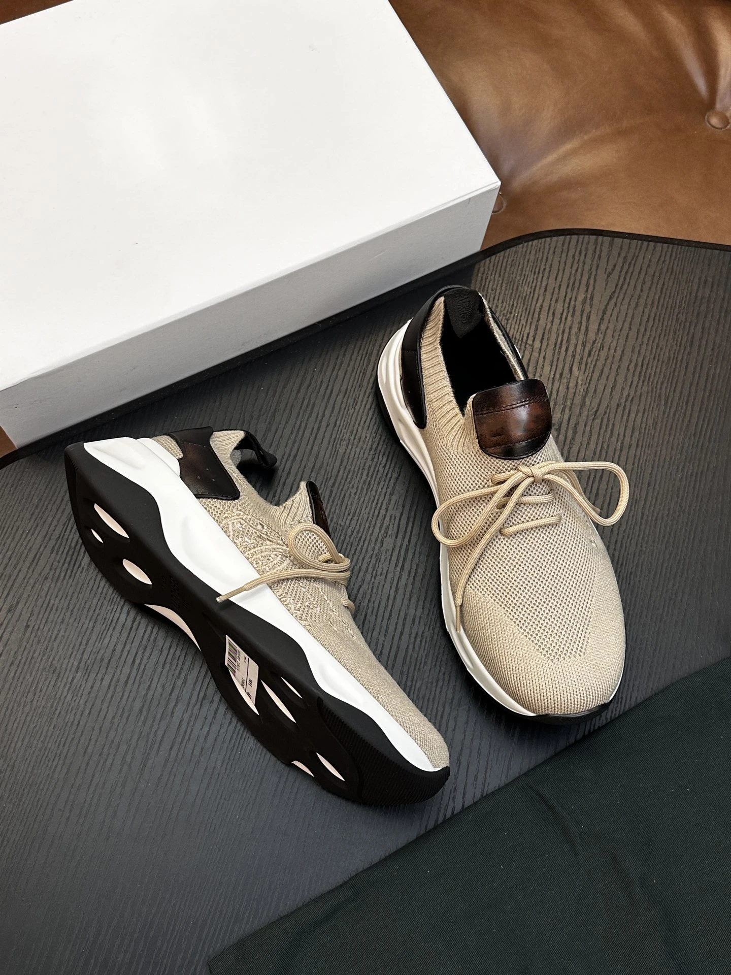 BLSK CPRT Shoes Cowhide 2026 new Sneakers Sports Knitted genuine leather embroidery comfortable Men‘s European big size 38-46