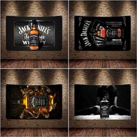 J-Jack-Daniels Whisky Pattern Flag Polyester Digital Printing Banner For Bedroom Wall Art Tapestry Decoration Flag
