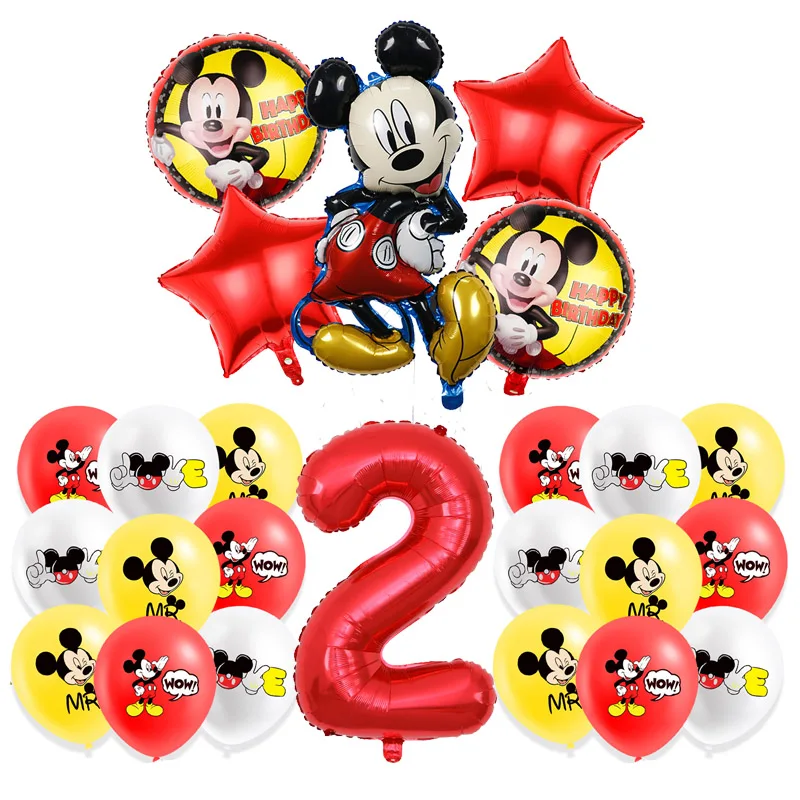 Mickey Mouse Birthday Decoration  Kids Balloons Disposable Tableware Banner Cups Pendant Baby Shower Supplies Kid Gift