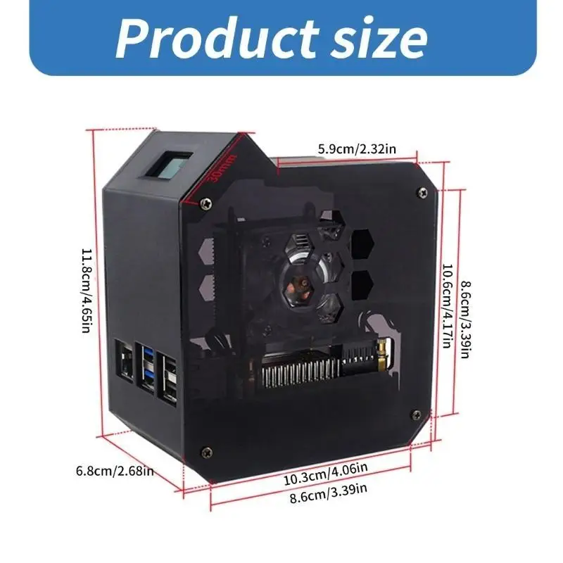 Y1UB Essential Cooling Fan Set For RPi 5 With OLED Display And Efficient Heat Dissipation Ice Tower Cooling Fan Set