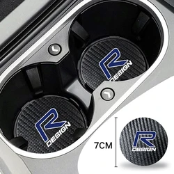 Car Coaster Anti-Slip Water Cup Pad For Volvo R Design RDesign XC90 XC60 S60 V40 XC40 V60 V50 S40 C30 C70 C40 S70 S90 S80 T4
