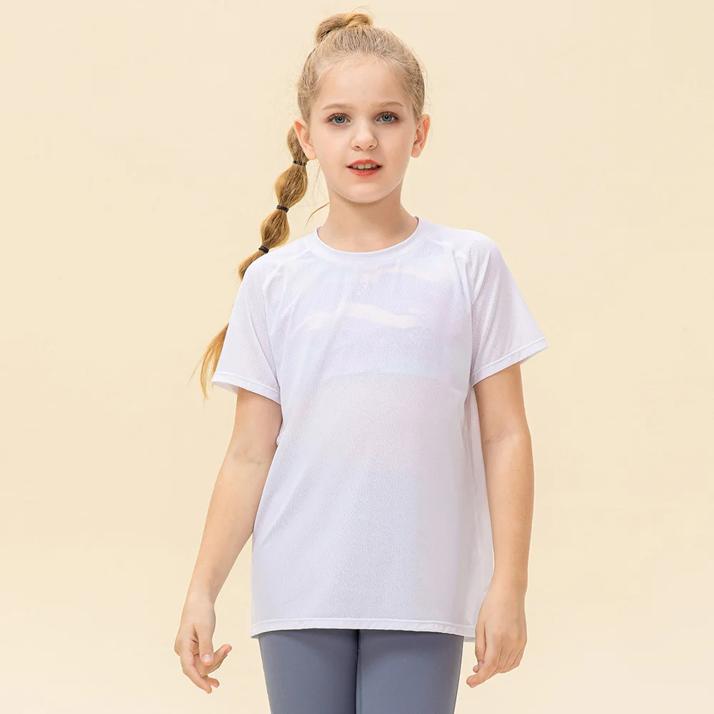 NWT Mädchen Kid Nettes Hemd Schnell Trocken Atmungsaktive Stretch Kurzarm Kinder Kleidung Kinder Yoga Sport Dance Tank Top Shirts