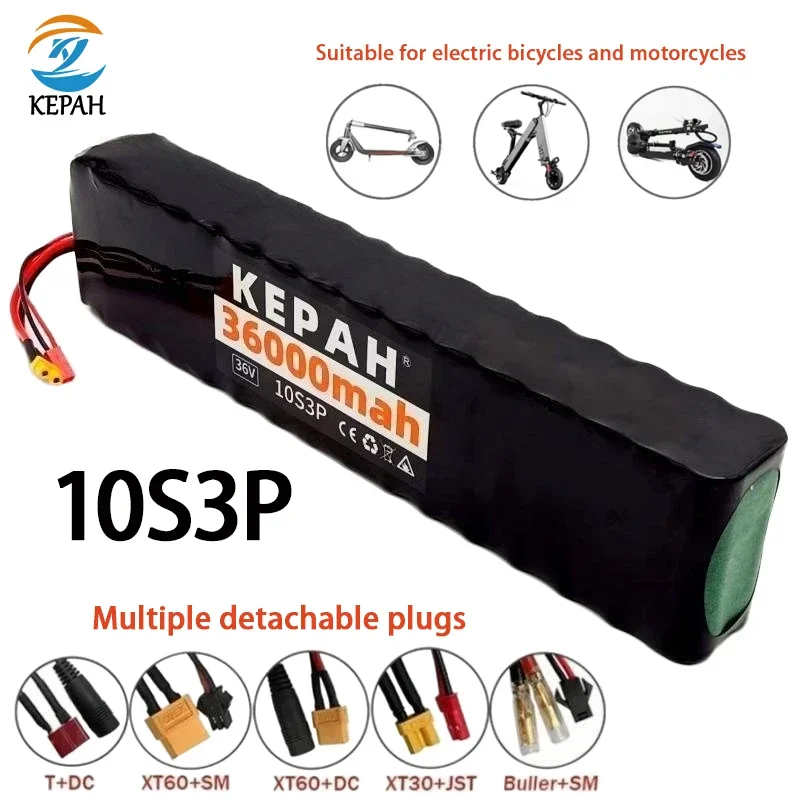 10S3P 36V lithium battery pack  36000mAh Rechargeable Lithium Battery Pack 1000W Power Modified Bicycle Electric Scooter  +BMS