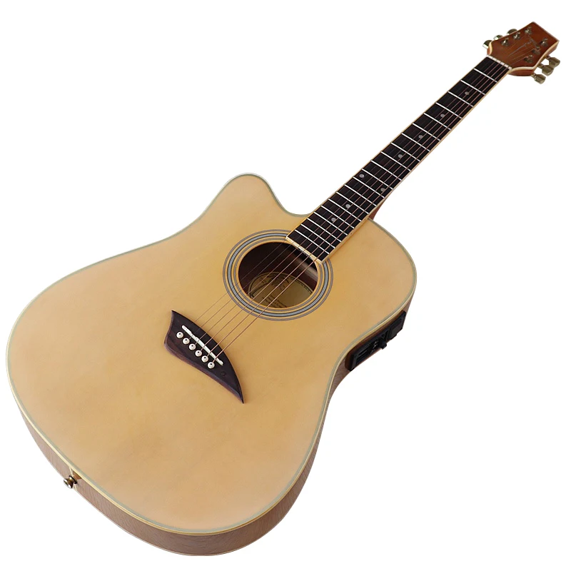 Stock Left hand Acoustic Guitar 40 inch High Gloss Finish basswood body 6 String Cutway Design Folk Guitar With EQ