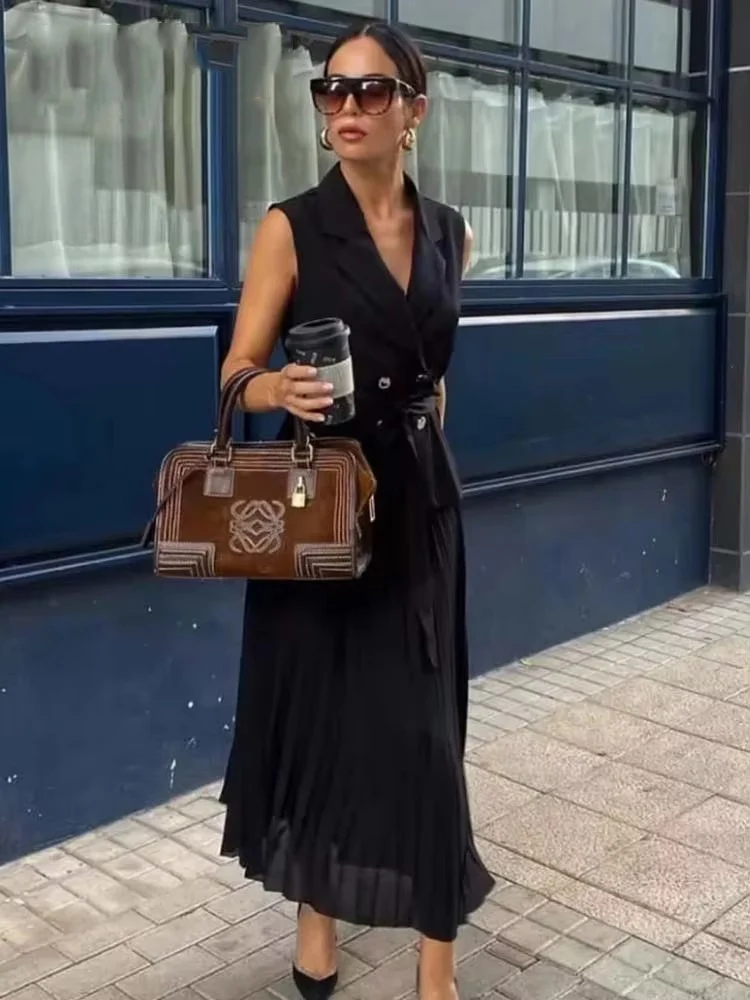 Corset Dress Women Pleated Vests Long Dresses for Women 2024 Sleeveless Office Party Dress Ruched Midi Evening Dresses