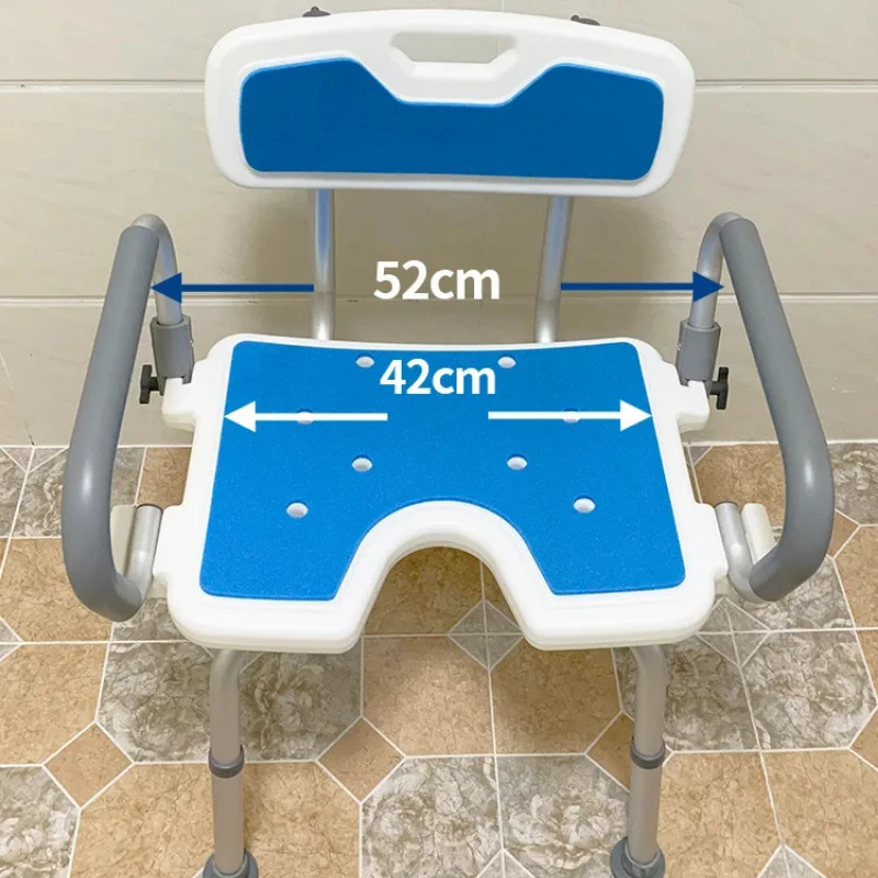 Bathroom Chair for Elderly Mobile Bath Chair Non-slip Mats Adjustable Shower Chair Shower Seat