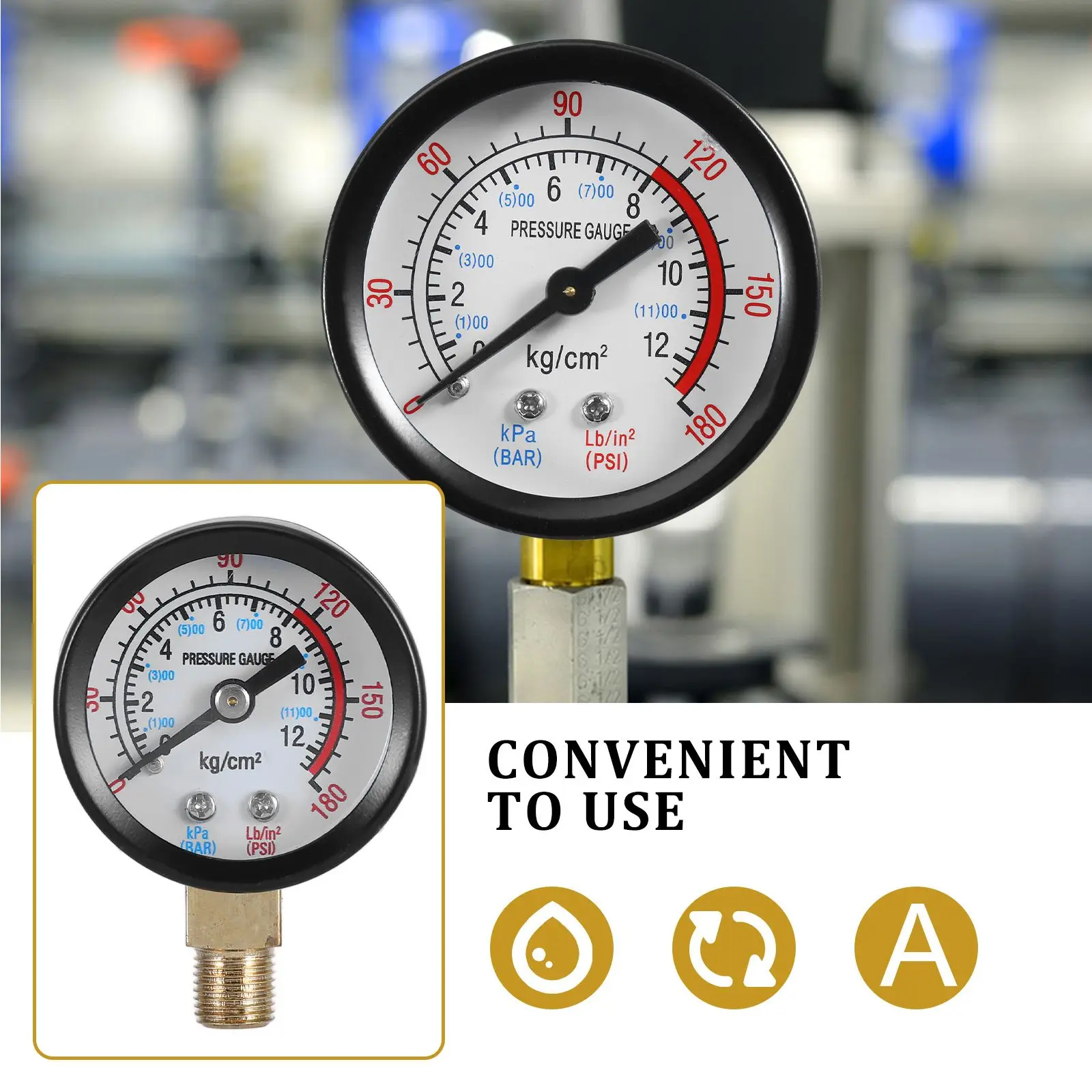 Y40 Vertical Pressure Gauge 0 12KG High Compressor Accessories Brass Fittings Portable Gas Liquid Measurement