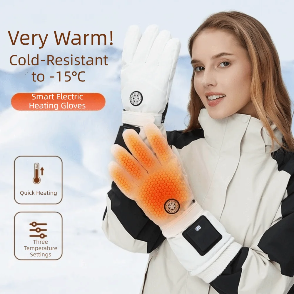 Windproof Smart Heated Gloves 3 Heating Levels 1200mAh Battery Heating Gloves Thickening And Velvet Cold-Proof