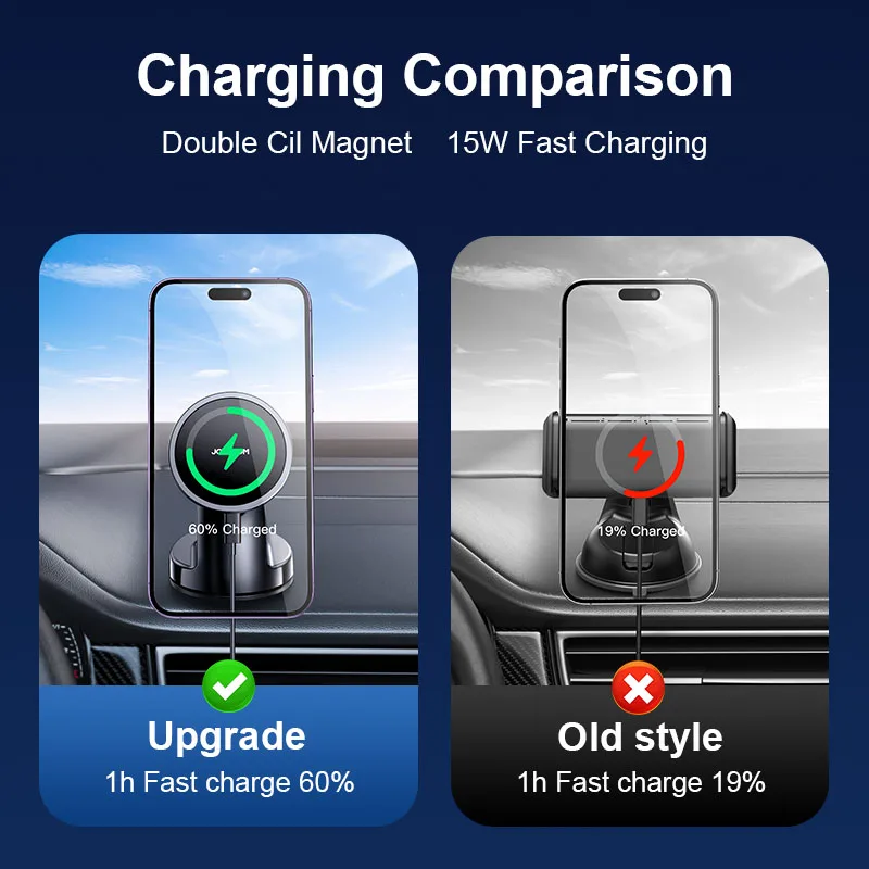 Joyroom 15W Fast Magnetic Car Phone Holder Wireless Charger For iPhone 14 13 12 Series Qi Charging Car Holder For Samsung Huawei