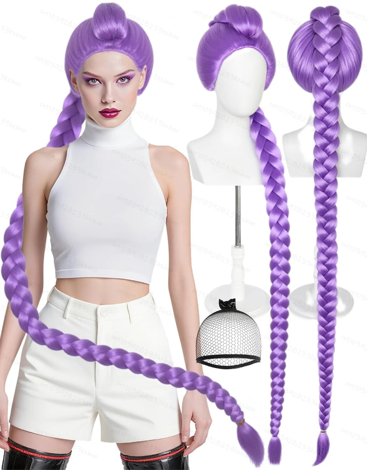 فيلم Kpop شعر مستعار تأثيري ميرا رومي زوي شيطان الصيادين الأرجواني أسود أحمر طويل الشعر شعر مستعار تأثيري لزي حفلة الهالوين