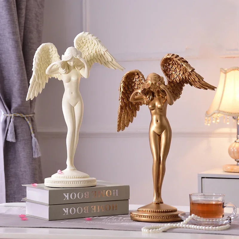 European Creative Figurines Statues Beauty Angel Sculpture Home Furnishing Decoration Crafts Arts House Mascot Resin Ornament