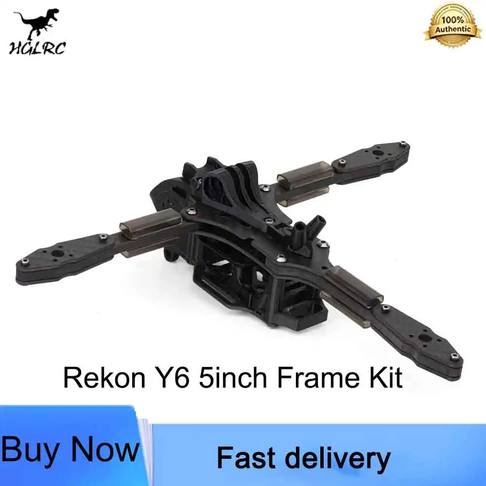 HGLRC Rekon Y6 5-inch Frame Kit | Y-Type 3K Carbon Fiber Long Endurance Compatible with Analog/O3/Moonlight VTX Accessories