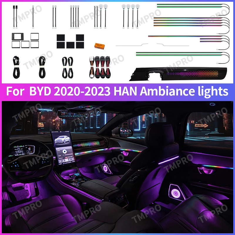 Applicable for 2020-2023 BYD Han Car Ambient Lights Automotive Interior Decoration64 Colors LED Safety assistance systems