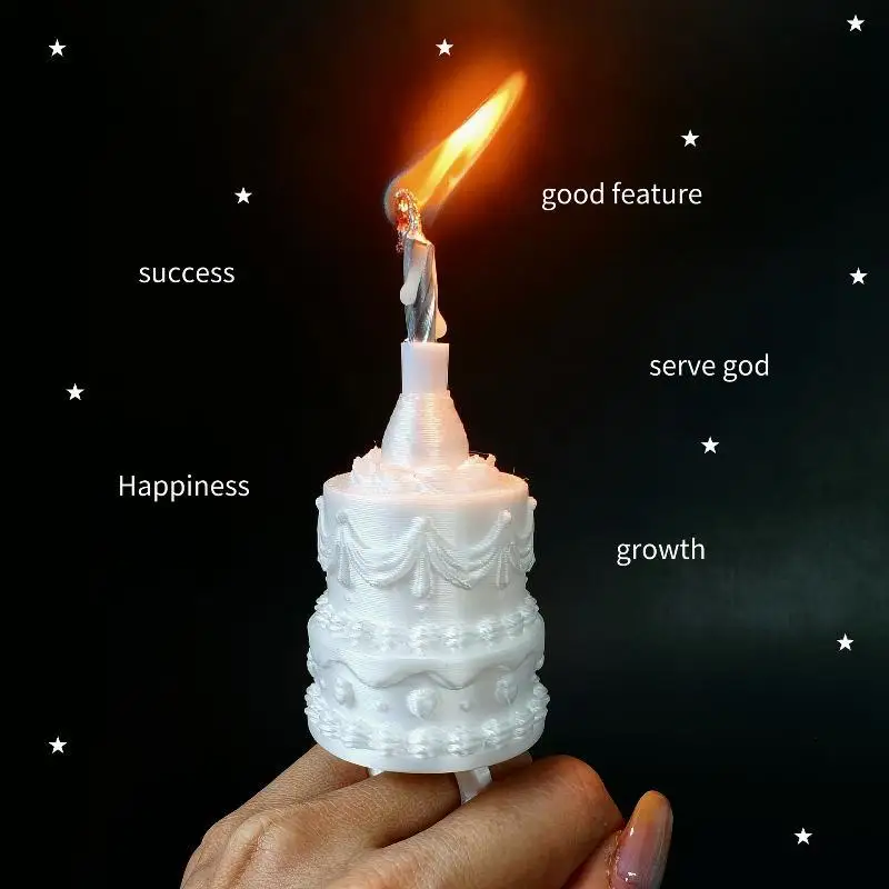 Birthday Cake Opening Ring With Candle Photo Props 3D Cake Shape Ring Cute Party Decor Finger Ring For Birthday Celebration