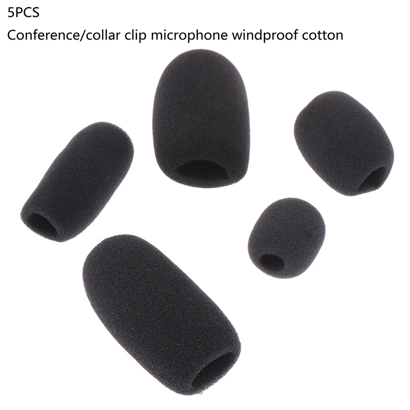 5PCS Microphone Foam Earphone Mic Cover Windscreen Headphone Sponge Black Microphone Dedicated Set Headset Replacement