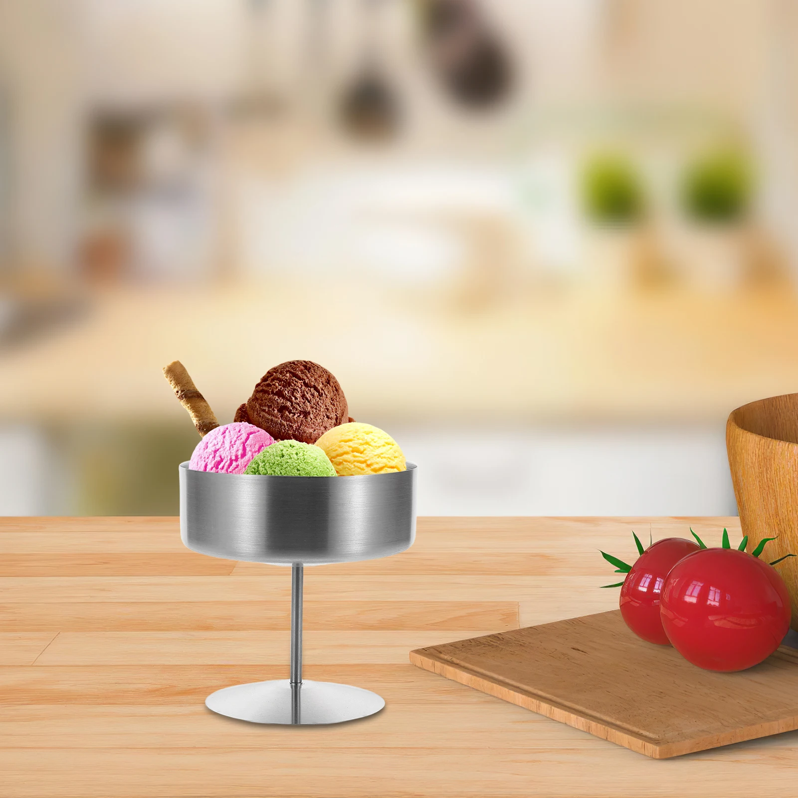 

Ice Cream Cups Tall Dessert Pudding Metal Drinking Silver Stainless Steel Condiment Sauce