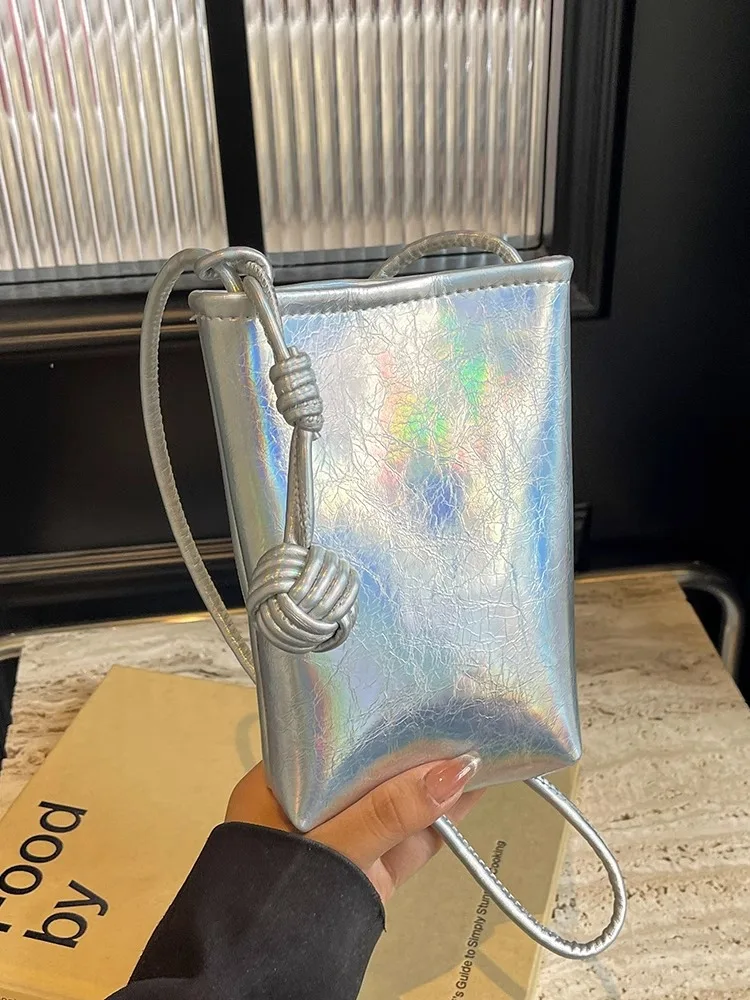 Silver Women 2024 New Summer Crossbody Bag Match Colors Fashion Cell Phone Purses Temperament Commuting Simplicity Handbag Sofe