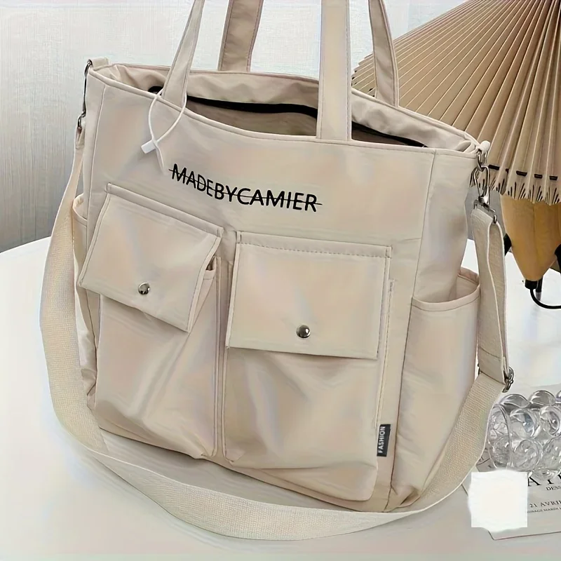 Multi-pocket Design, Portable, Commuter, Large Capacity, Thickened Tote Bag, Casual, Student, Single-shoulder, Crossbody Bags